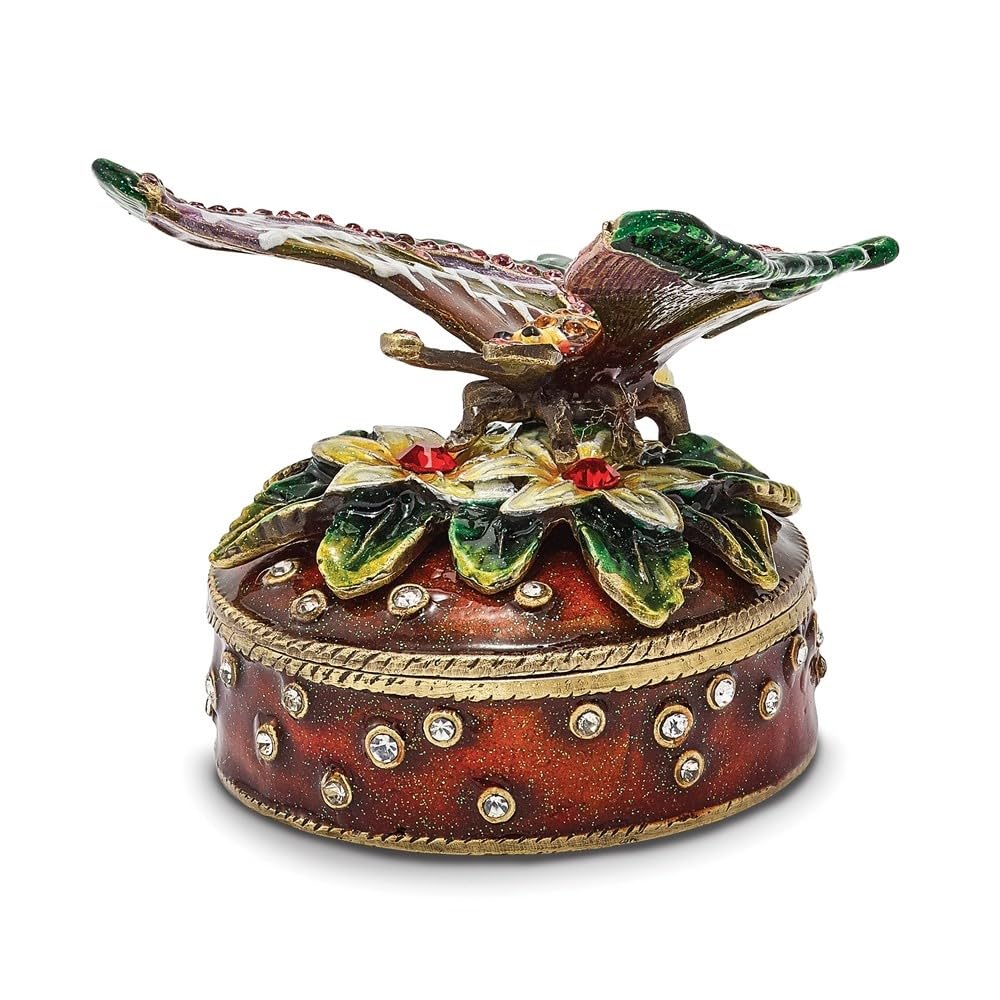 Luxury Bejeweled Sangria Butterfly Trinket Box - Handmade Jewelry Storage & Gift Box for Women, Perfect for Rings, Earrings & Keepsakes | Elegant Home Decor & Wedding Favor Idea
