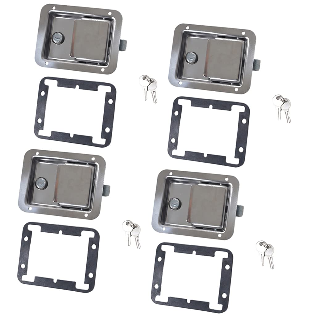 4-Piece Stainless Steel Yacht & RV Paddle Lock Latches with Keys - Secure Tool Box, Storage Doors & Cabinets - Marine, Camping & Outdoor Use
