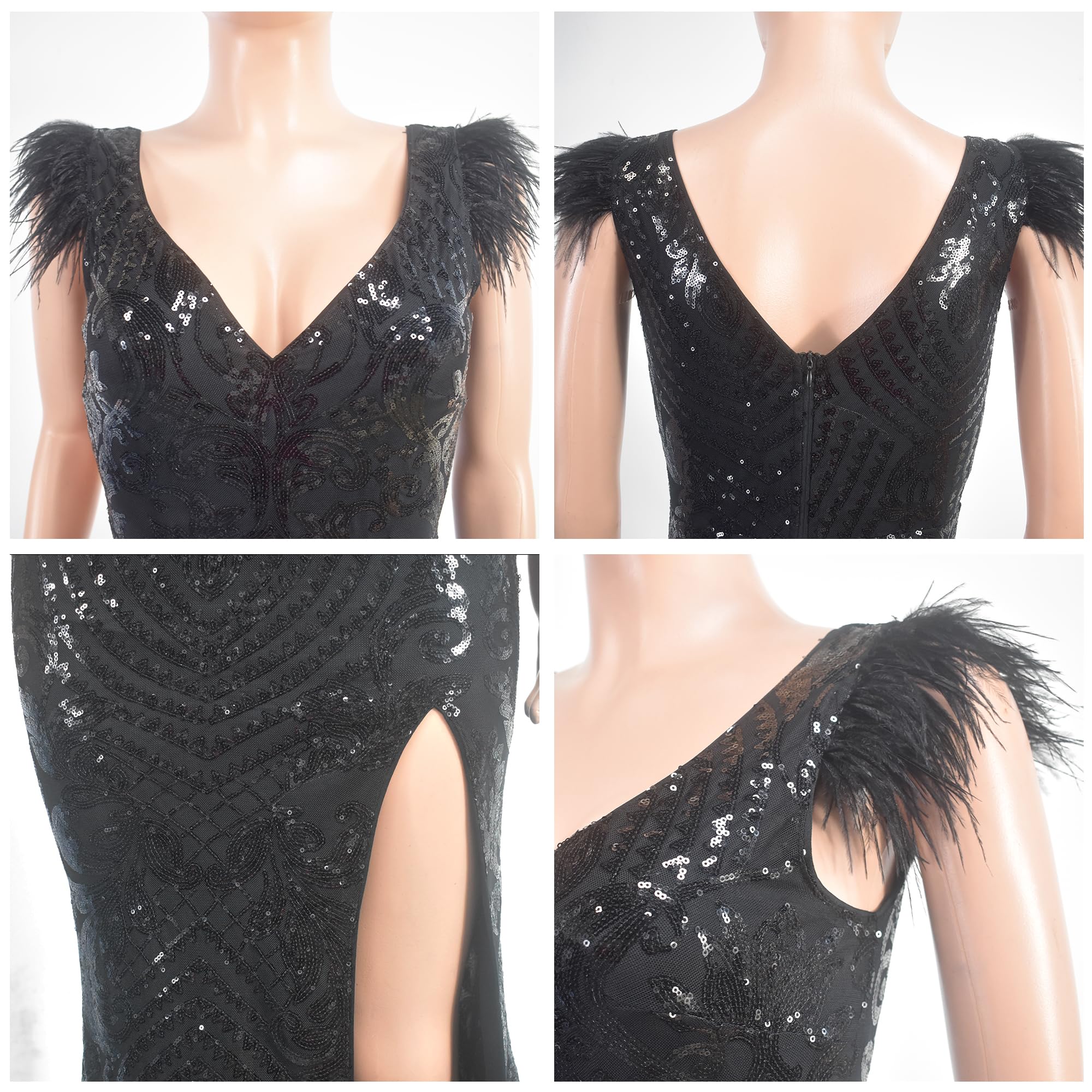 PORRCEY Women's Sparkly Sequins Evening Dress - Elegant Sexy Club Party Gown for Night Out, Prom, Cocktail, Wedding Guest, and Special Occasions