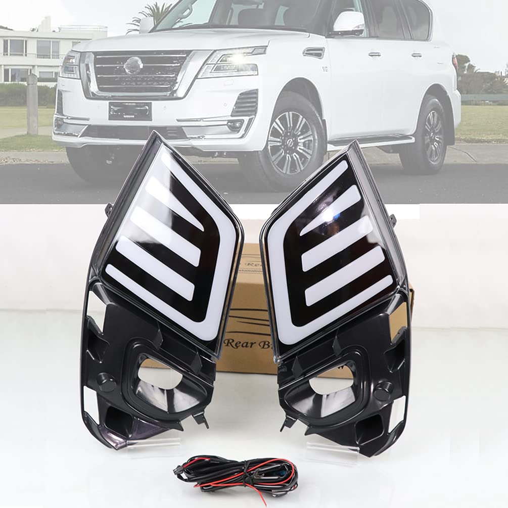 White/Amber DRL Switchback LED Turn Signal Lights - Daytime Running Lights & Fog Lamps for Nissan Patrol 2021 - Front Bumper Blue Night Light - Perfect for Off-Road Driving & Night Visibility