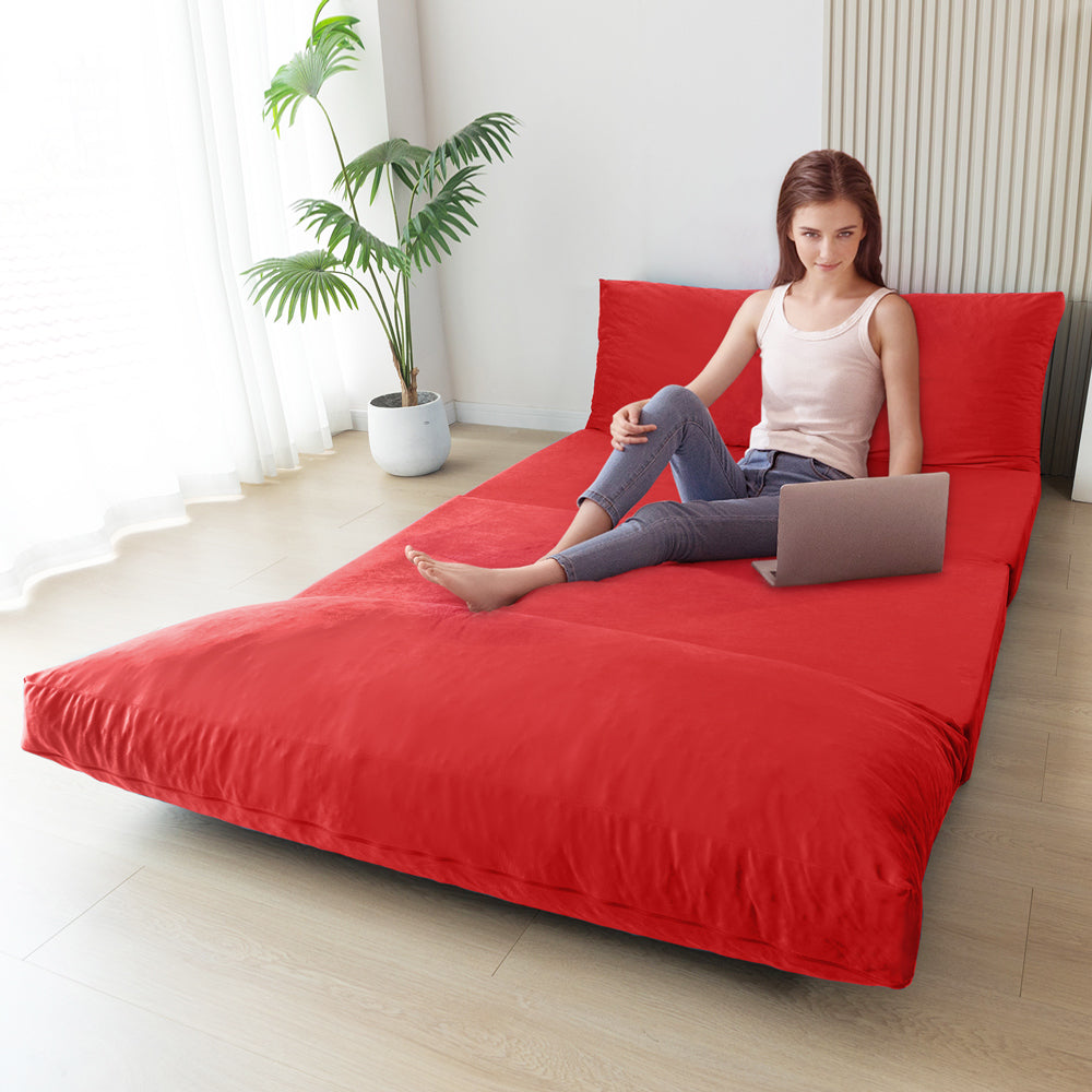 MAXYOYO Velvet Bean Bag Folding Sofa Bed for Adults - Dark Grey Washable Cover - Perfect for Living Room, Bedroom & Dorm Room Lounging