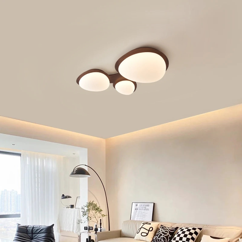 Modern Walnut Wood Nest Ceiling Light Fixture - Stylish Pendant Lamp for Living Room, Bedroom & Dining Area