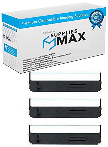 Compatible Black Printer Ribbons for Okidata MICROLINE 393 395 3410 4500 Series - 3 Pack (52103801_3PK) - Ideal for Office Printing, Invoices, and Shipping Labels
