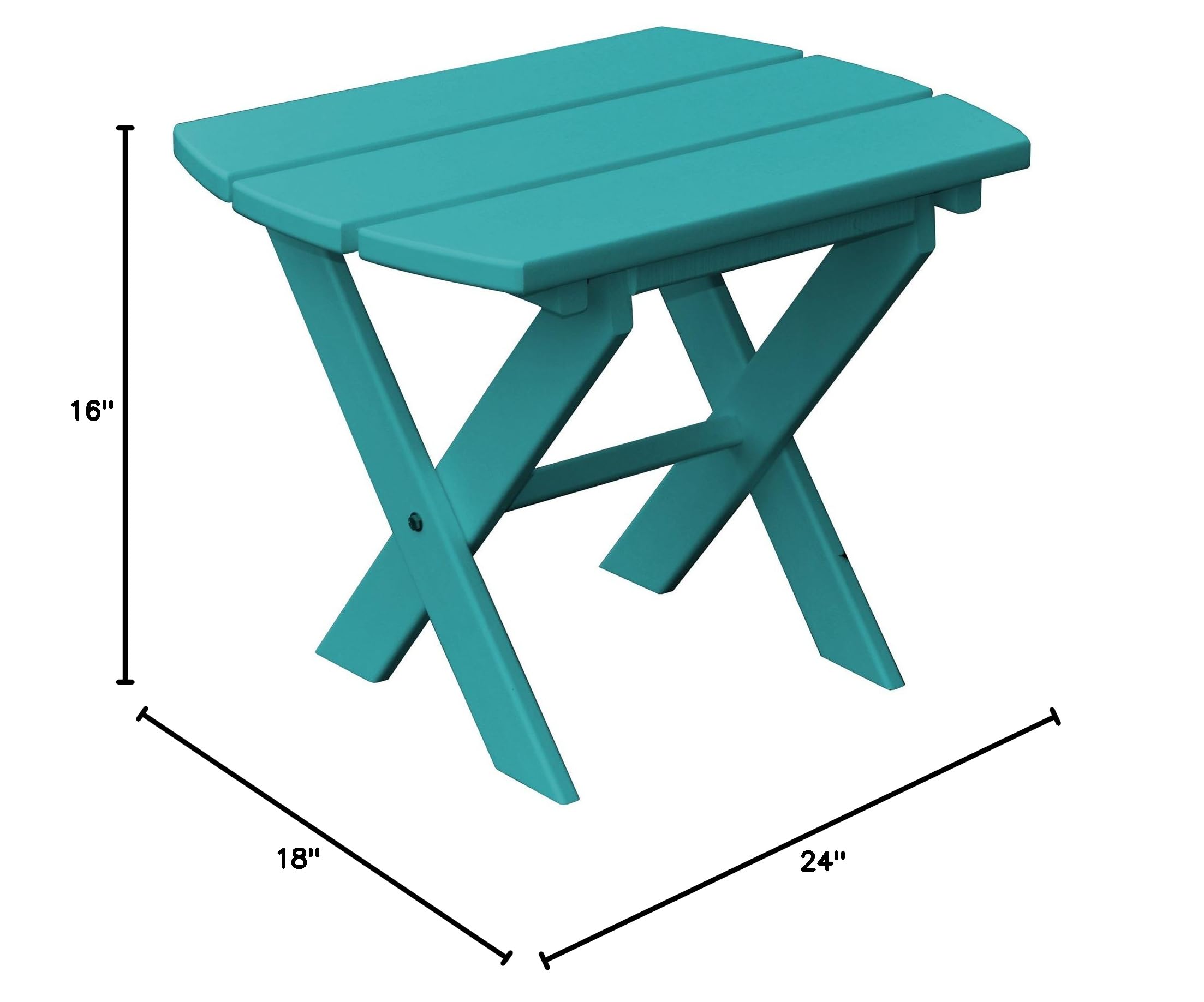 Furniture Barn USA Poly Folding End Table - Aruba Blue | Lightweight Portable Side Table for Patio, Camping & Small Spaces
