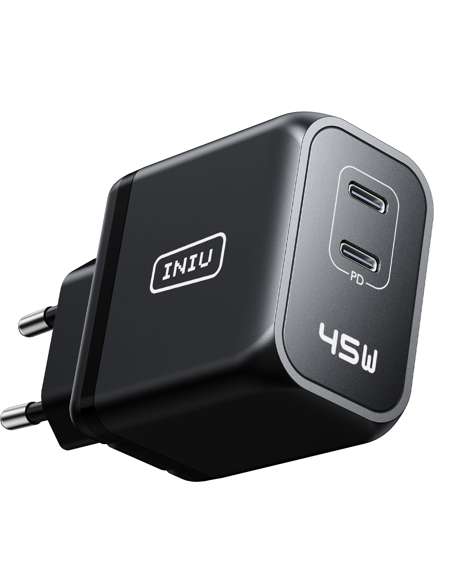 45W USB C Fast Charger, INIU Dual Port GaN USB C Charger - Super Fast Charging for Samsung Galaxy S23 Ultra/S22+/S21, iPhone 15/14/13 Pro Max, iPad & MacBook Air - Perfect for Travel, Office & Home Use