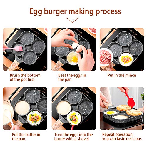Nonstick 4-Cup Egg Frying Pan - Aluminum Alloy Pancake & Omelette Cookware - Perfect for Breakfast, Camping, and Family Cooking