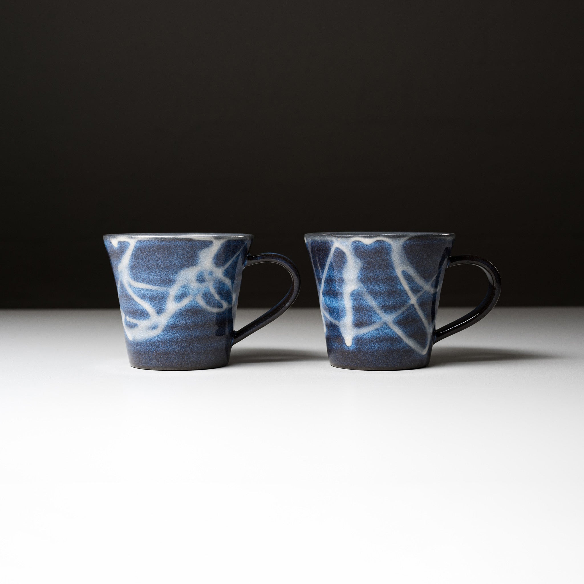 Hagi Ware Pair Mug Cup - Handmade Japanese Ceramic Coffee Mugs with Wave Design, Perfect for Couples Gift & Home Decor | Use for Tea, Coffee or Display