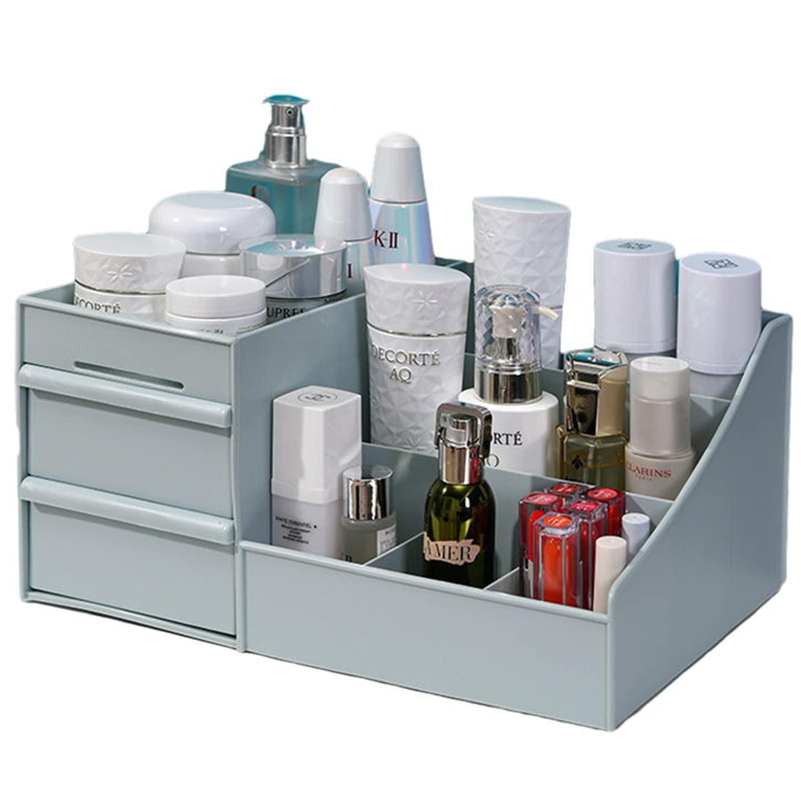 Makeup Organizer with Drawers | Skincare & Cosmetic Vanity Organizer for Brushes, Lipstick, Eyeshadow | Countertop & Desktop Storage Solution for Beauty Products - Perfect for Bedroom Vanity, Bathroom Counter, and Dressing Table Organization