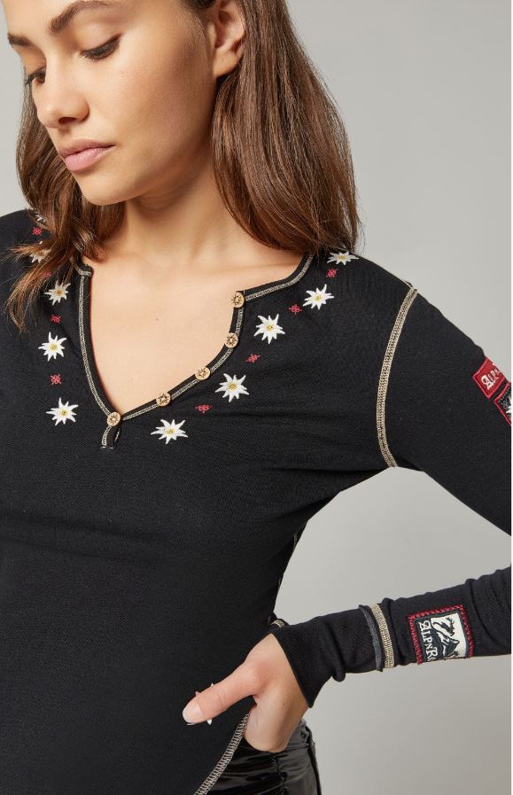 Signature Alpen Schatz Swiss Henley Shirt for Men - Premium Black Cotton Long Sleeve Top | Perfect for Casual Wear, Outdoor Adventures & Layering