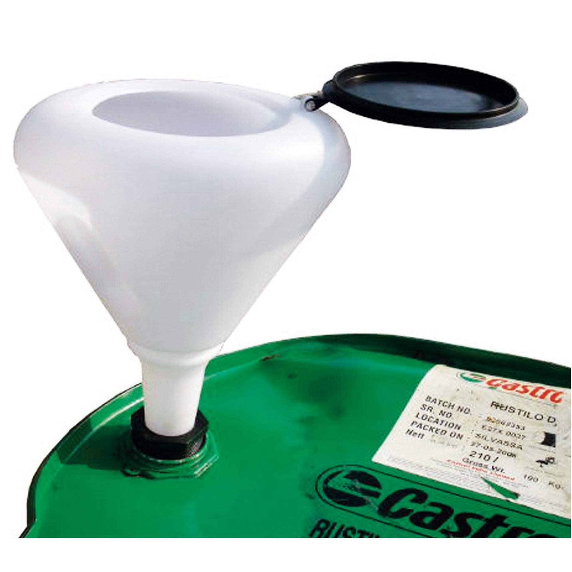 Groz Smart Funnel for Gasoline, Diesel, Kerosene - V-Shaped Funnel with Built-in Filter, Cap & Flexible Spout - 1.7 Liter Capacity - Perfect for Automotive, Marine & Home Fuel Transfer - FNL/8