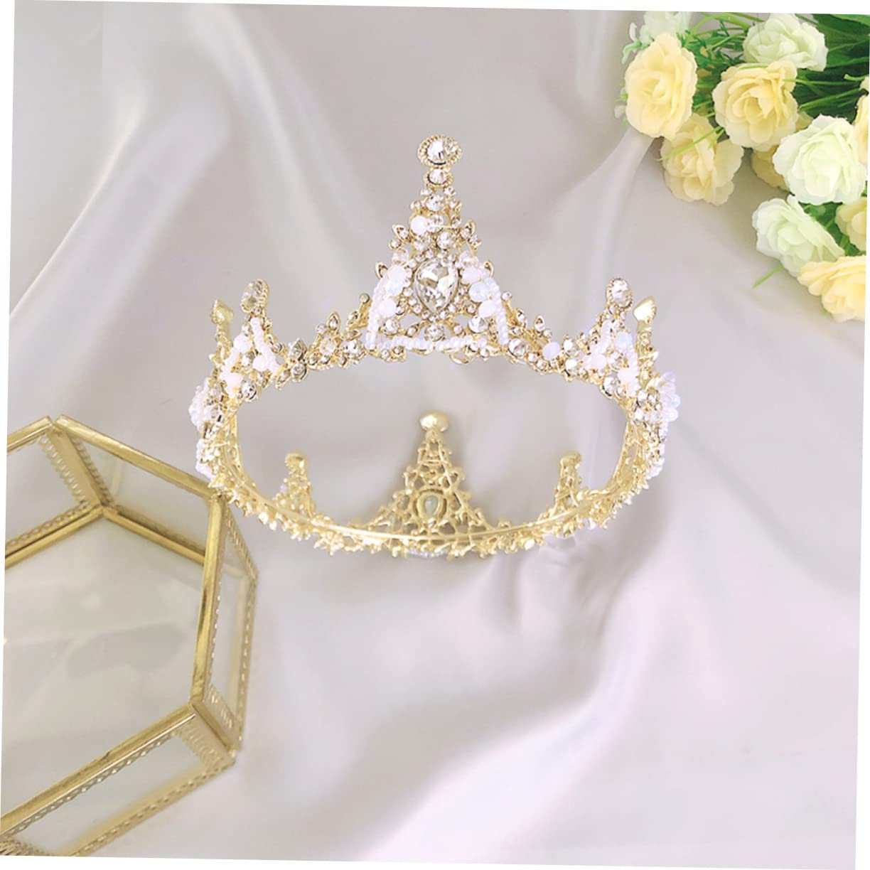 2 Pcs Princess Crown Tiara Set for Kids - Rhinestone Bridal Headpiece, Goddess Headdress & Wedding Party Favors - Alloy Crystal Miss Headband for Birthday, Pageant, Cosplay & Bridal Events