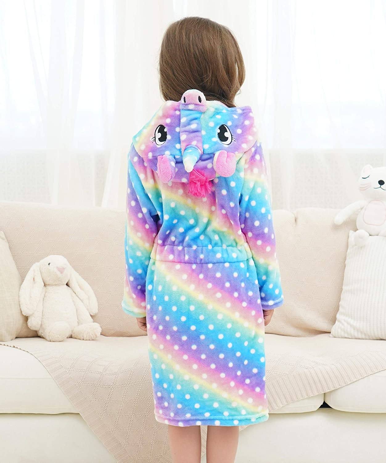 Soft & Cozy Unicorn Dots Bathrobe for Women & Girls - Plush Fleece Robe with Hood for Spa, Lounge & Relaxation at Home