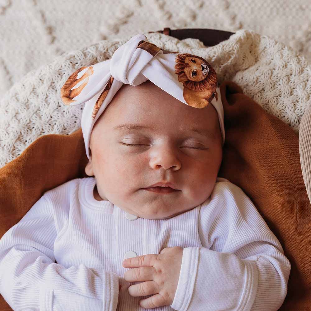 Snuggle Hunny Organic Topknot Headband for Women - Soft Stretchy Hair Band for Yoga, Workouts & Everyday Use - Lion Print Fashion Accessory