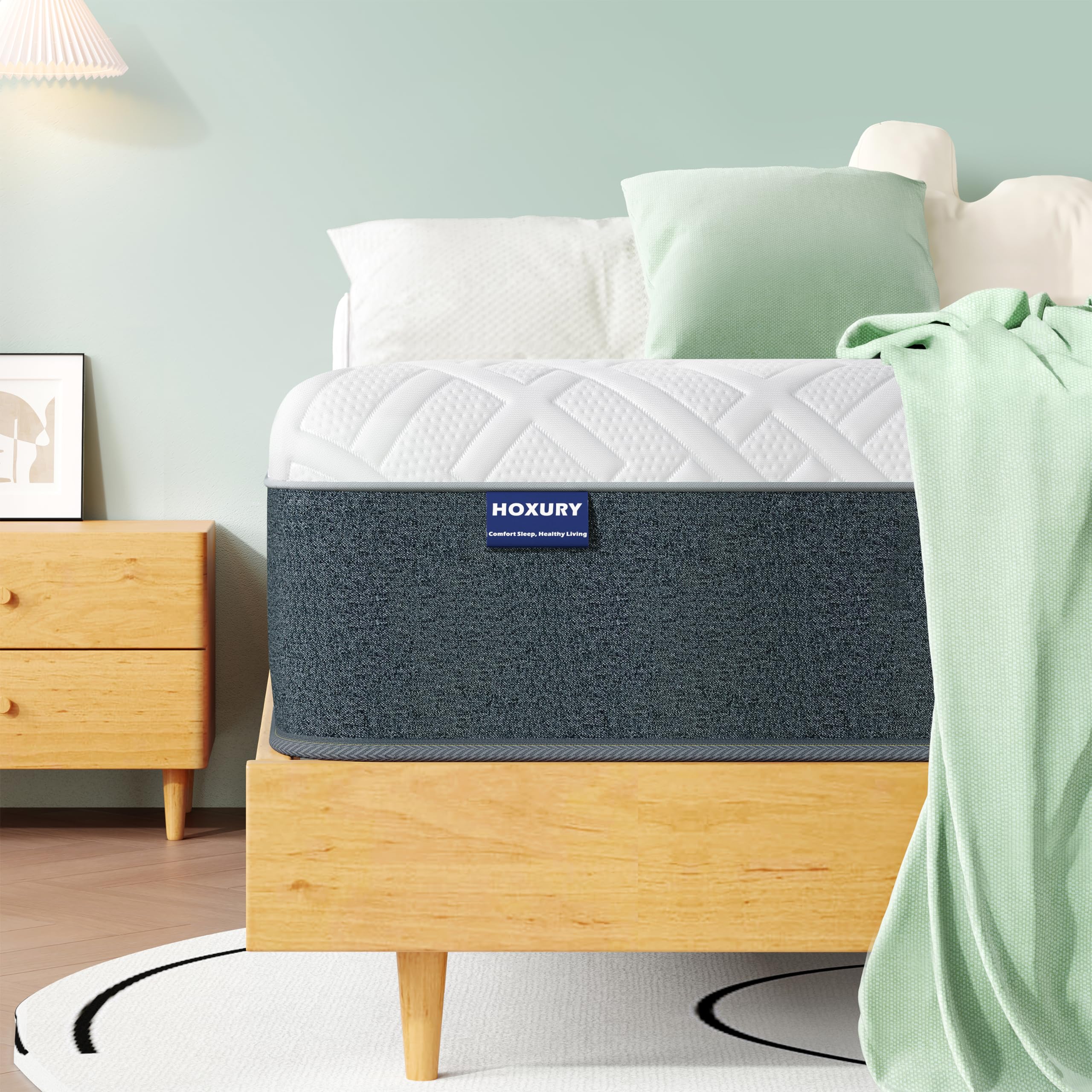 10 Inch Full Size Green Tea Memory Foam Mattress in a Box - Medium Firm Support for Back Pain Relief & Pressure Relief - Perfect for Guest Rooms, Dorms & Small Bedrooms
