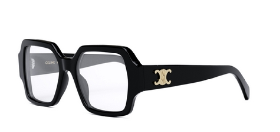 Celine TRIOMPHE CL50131I 001 Shiny Black Soft Square Women's Eyeglasses - Stylish Designer Glasses for Women, Perfect for Work, Reading & Fashion Accessories