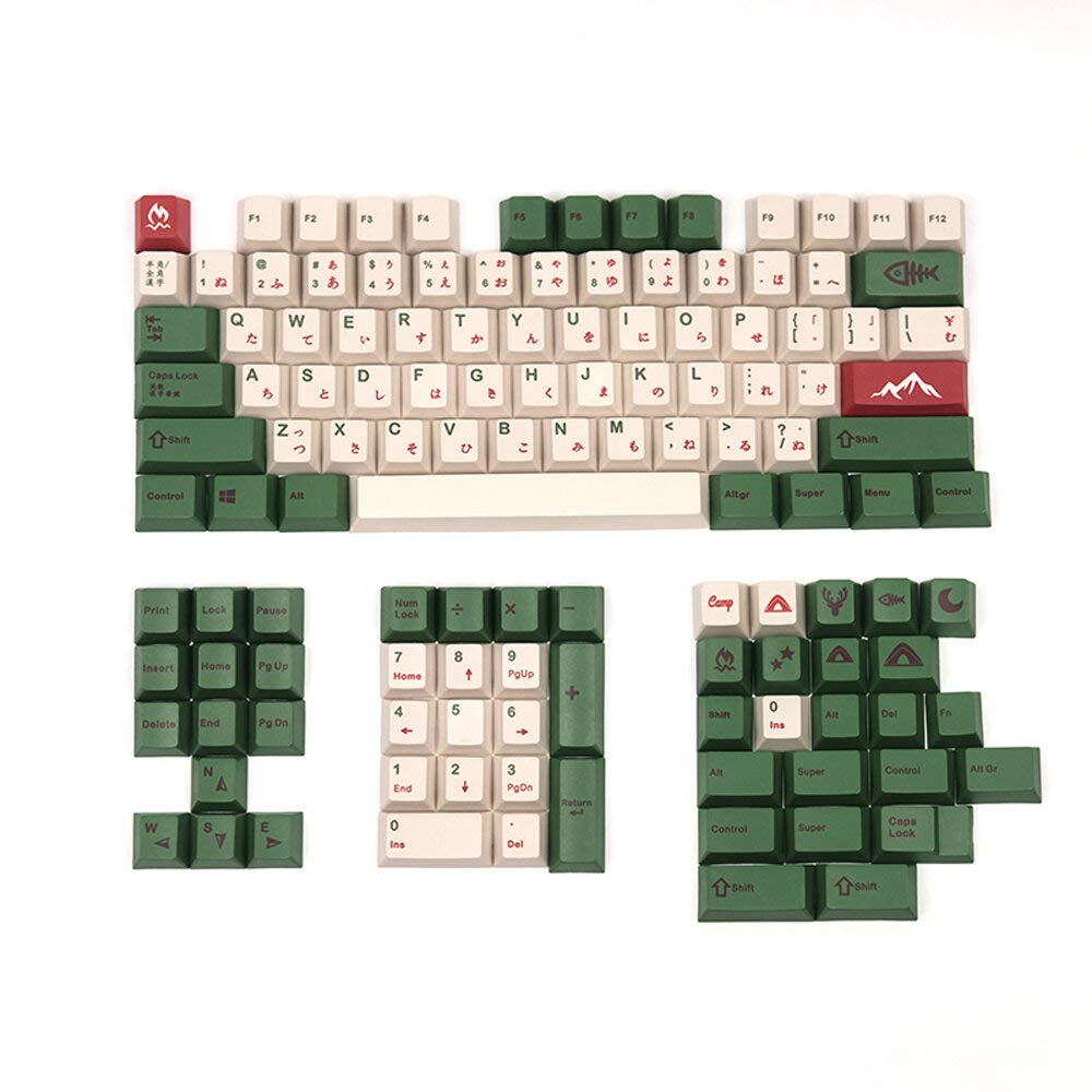 HONANA 127-Key Japanese Kyecap Cherry Profile PBT Keycap Set for Mechanical Keyboards - Durable Five-Sided Sublimation, Green | Perfect for Gaming, Typing & Office Work