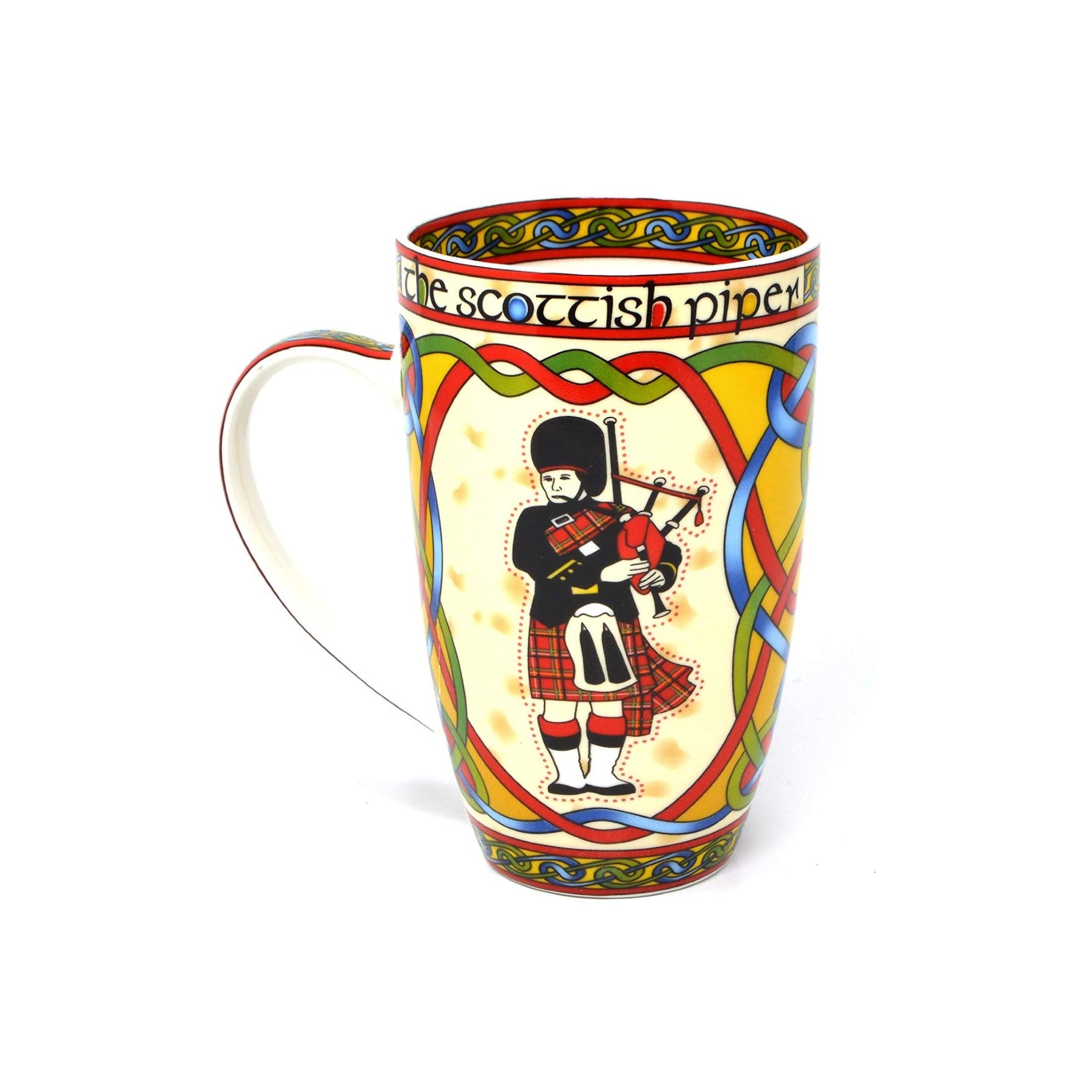 Premium Scottish Weave Piper Mug - Traditional Celtic Design Ceramic Coffee Cup for Tea & Hot Drinks - Perfect for Scottish Themed Parties, Gifts & Home Decor