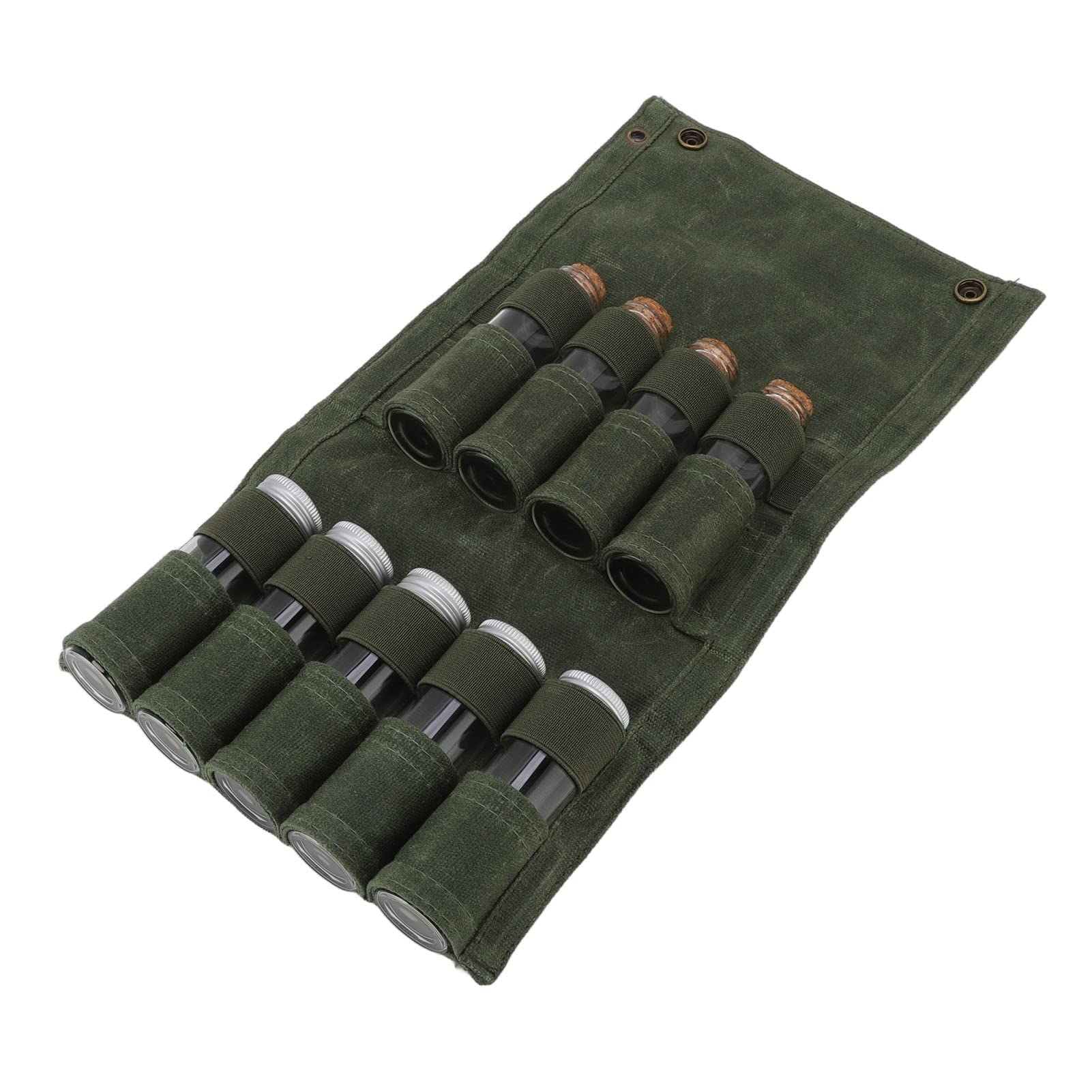 Portable Camping Seasoning Bottle Bag - Lightweight Wet Wax Canvas Spice Storage for Outdoor Cooking, Picnic & Hiking (OD Green) | Compact Spice Organizer for Backpacking, BBQ & Travel Adventures
