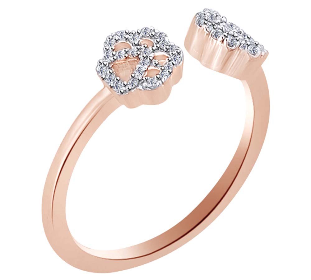 0.13 Cttw Round White Natural Diamond Paw Engagement Ring in 10K Solid Gold - Perfect for Pet Lovers, Wedding Proposals & Anniversary Gifts