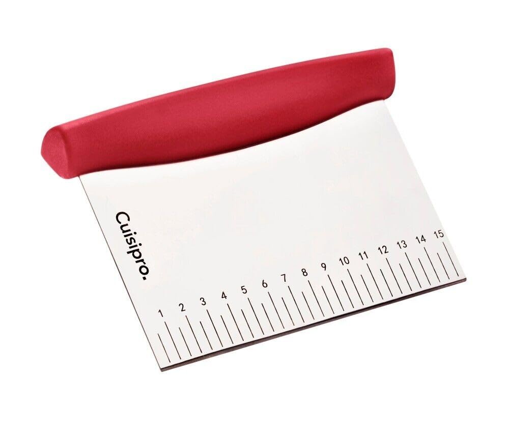Cuisipro Premium Stainless Steel Dough Cutter - Red Baking Tool for Perfect Pastry, Pizza, and Cookie Dough - Ideal for Home Bakers and Professional Chefs