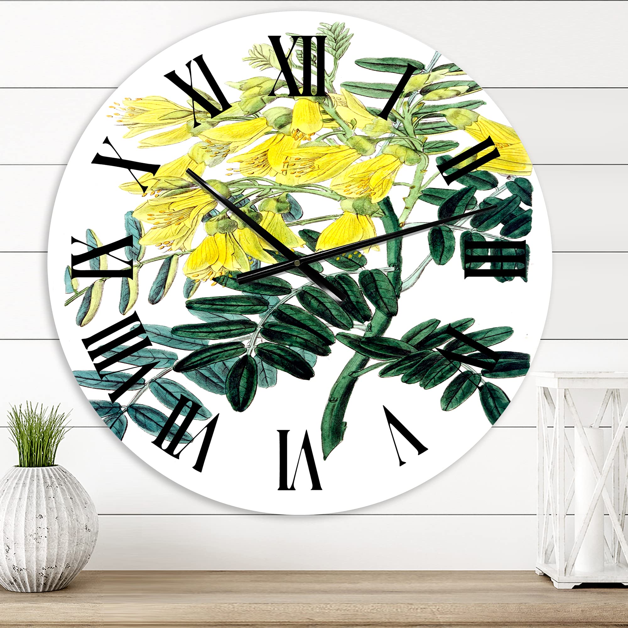 Vintage Yellow Flower Wall Clock - Large Traditional Floral Decor for Bedroom, Living Room, Office | Silent Non-Ticking Home & Office Decor