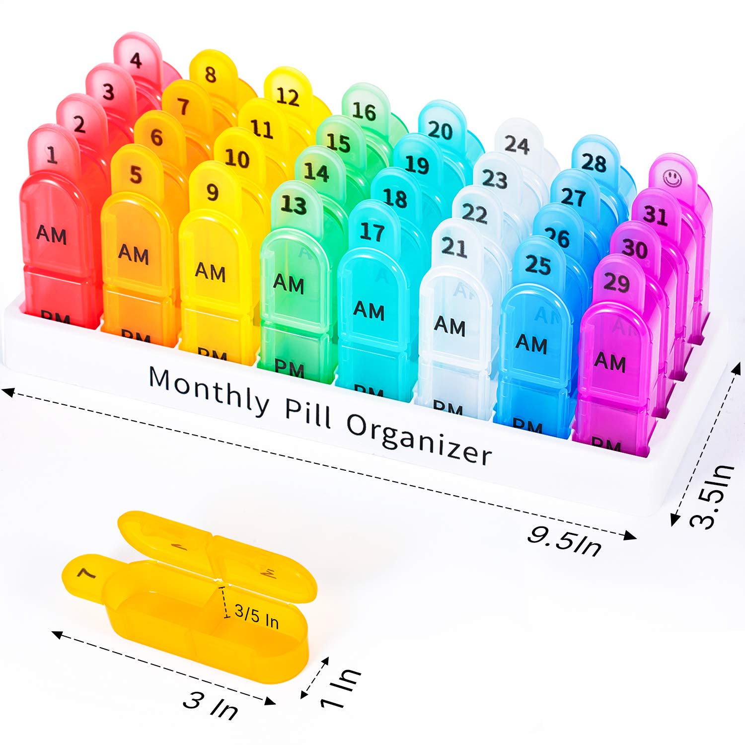 Monthly & Weekly Pill Organizer - Extra Large 2 Times a Day Medication Box - Perfect for Vitamins, Supplements & Daily Medicine Storage