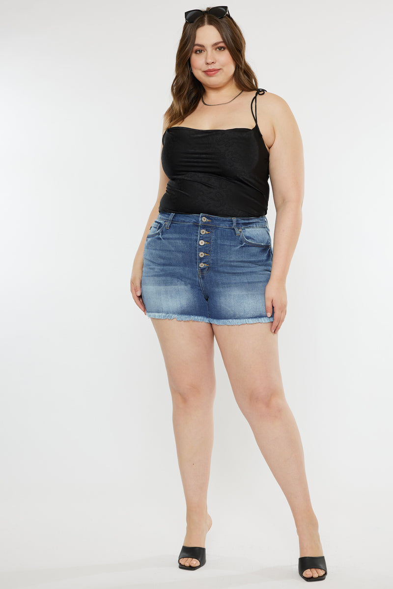 Devon High Rise Shorts for Women - Plus Size Denim Shorts with Stretch, Comfortable & Stylish - Perfect for Summer, Casual Outfits, and Beach Vacations