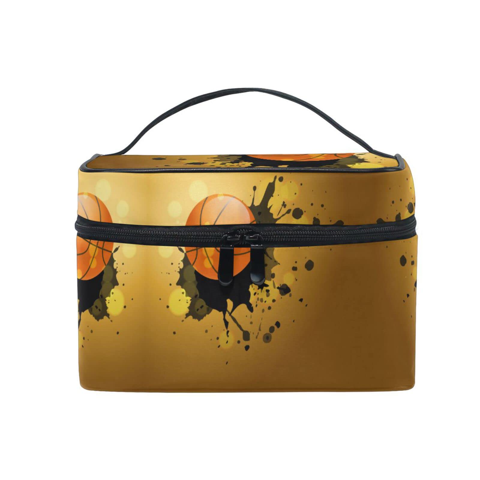 Waterproof Sports Cosmetic Bag - Zippered Makeup Pouch & Toiletry Organizer for Women | Basketball Design Travel Case for Gym, School & Daily Essentials