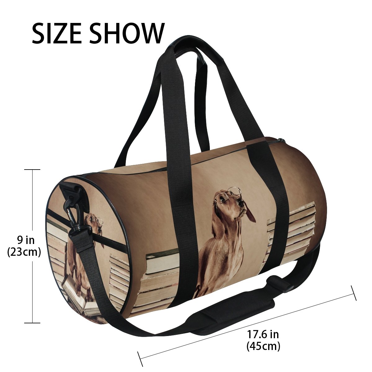 Dachshund Professor Bookworm Travel Duffel Bag - Sport Gym Luggage for Men & Women - Perfect for Workouts, Travel & Book Lovers