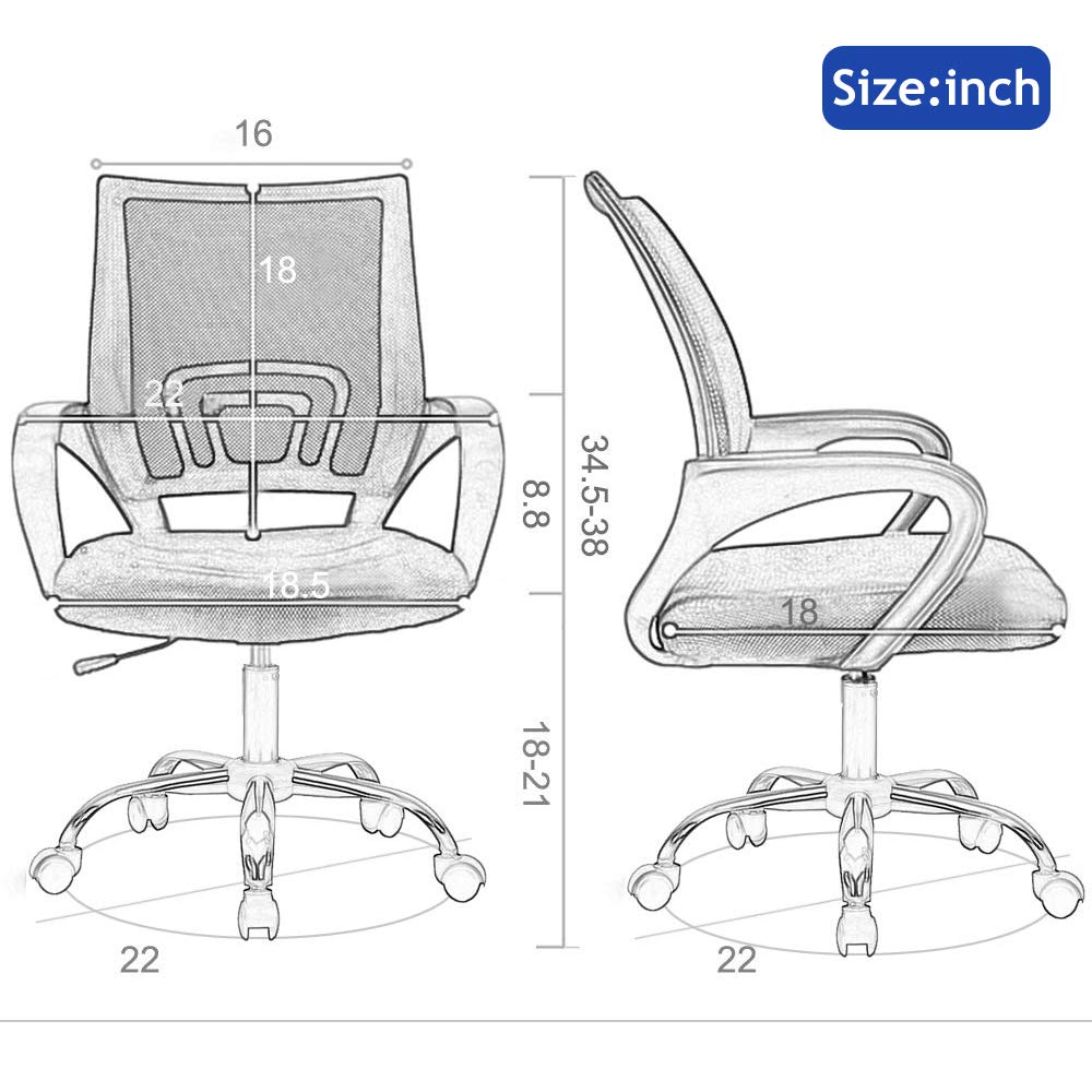 Ergonomic Office Chair with Lumbar Support - Adjustable Height Mesh Computer Desk Chair with Armrests - Modern Swivel Task Chair for Women & Men - White - Perfect for Home Office, Gaming & Workspaces