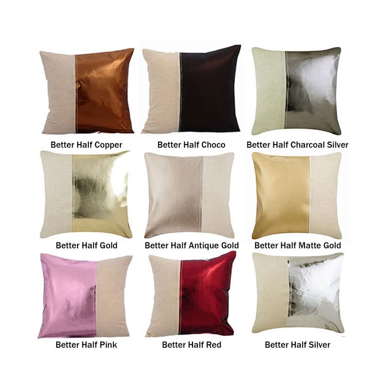 Better Half Copper Faux Leather Throw Pillow Cover - Decorative Cushion Case for Sofa, Bed & Home Decor