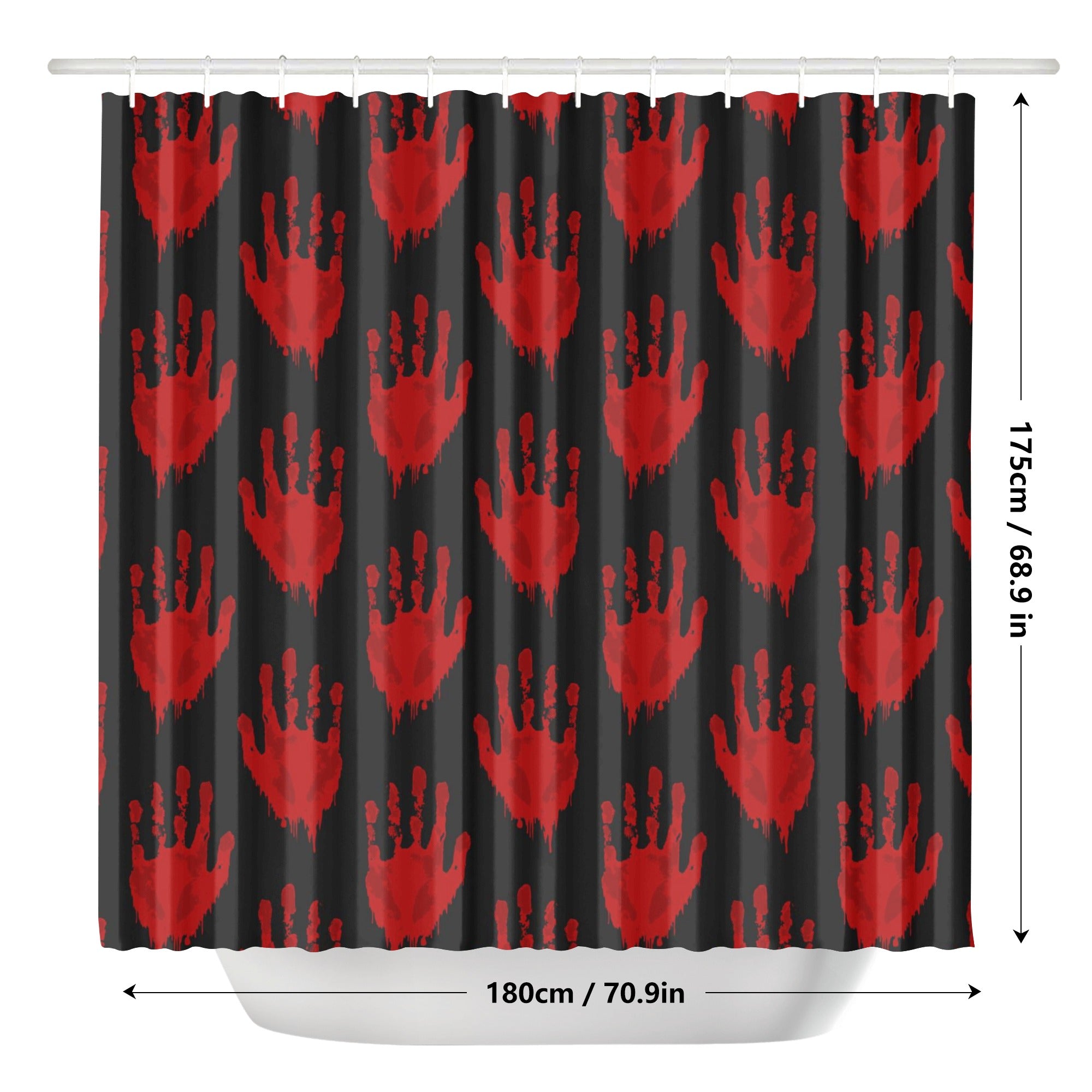 Scary Bloody Hands Horror Shower Curtain - Halloween Bathroom Decor for Spooky Theme Party & Haunted House