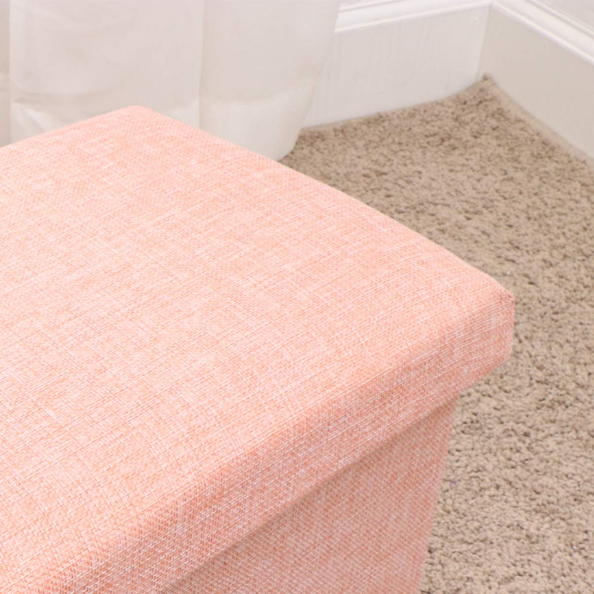 DOITOOL Linen Storage Ottoman Cube - Foldable Foot Rest Stool with Removable Lid, Multifunctional Toy Storage Box for Kids, Living Room, Bedroom & Nursery Organization