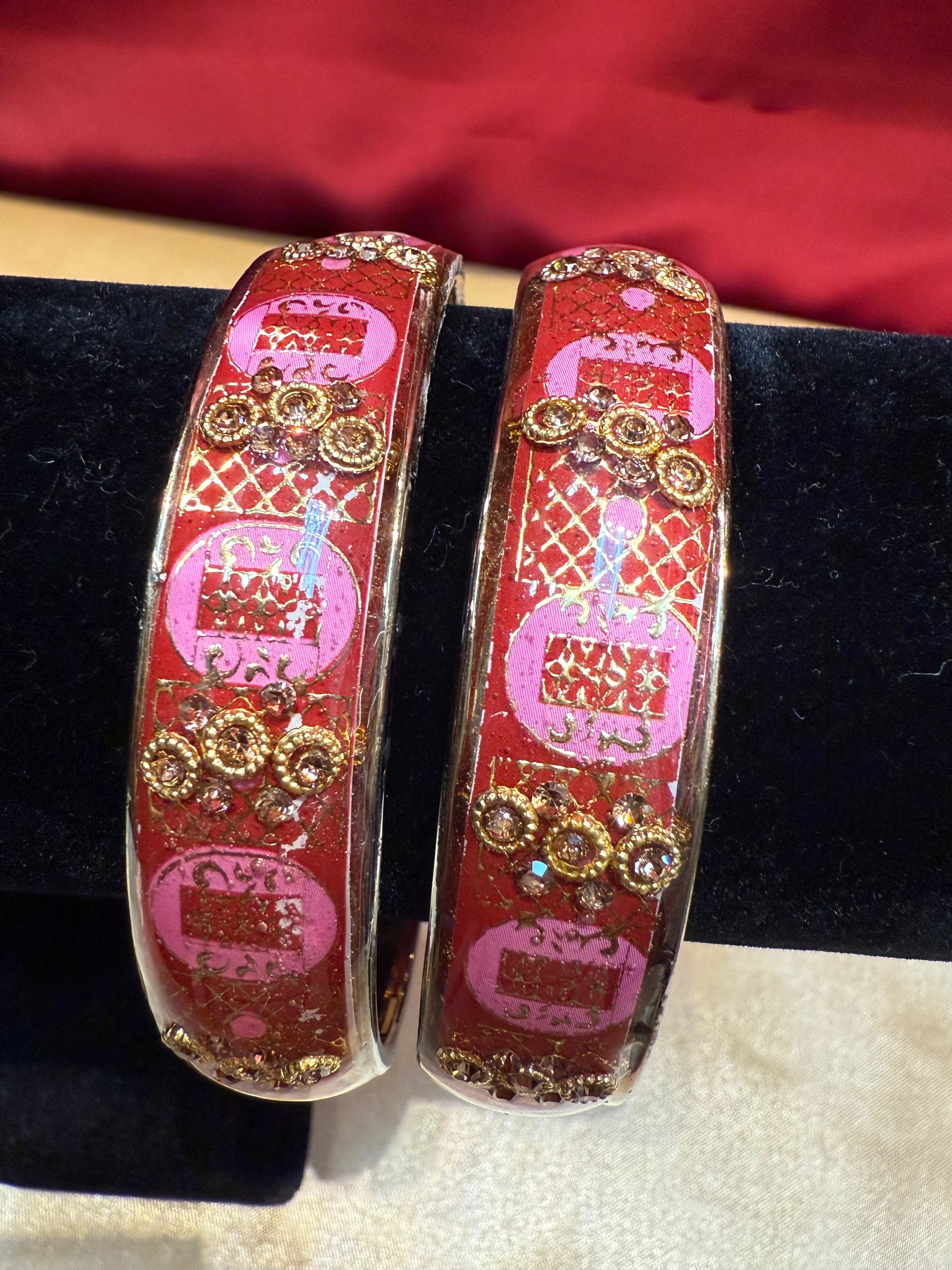 Elegant Maroon Stone Design Glass Bangles for Women - Perfect for Parties, Weddings & Special Occasions