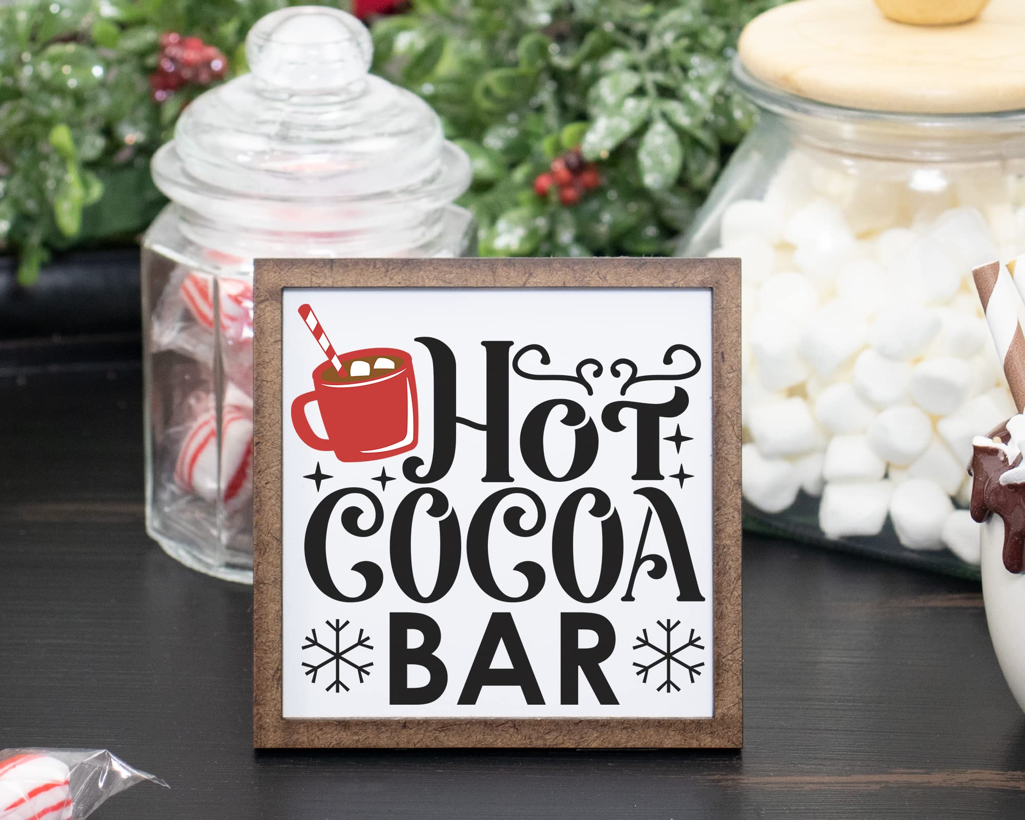 Hot Cocoa Bar Tier Tray Sign - Mini Wooden Shelf Sitter for Home & Kitchen Decor (4
