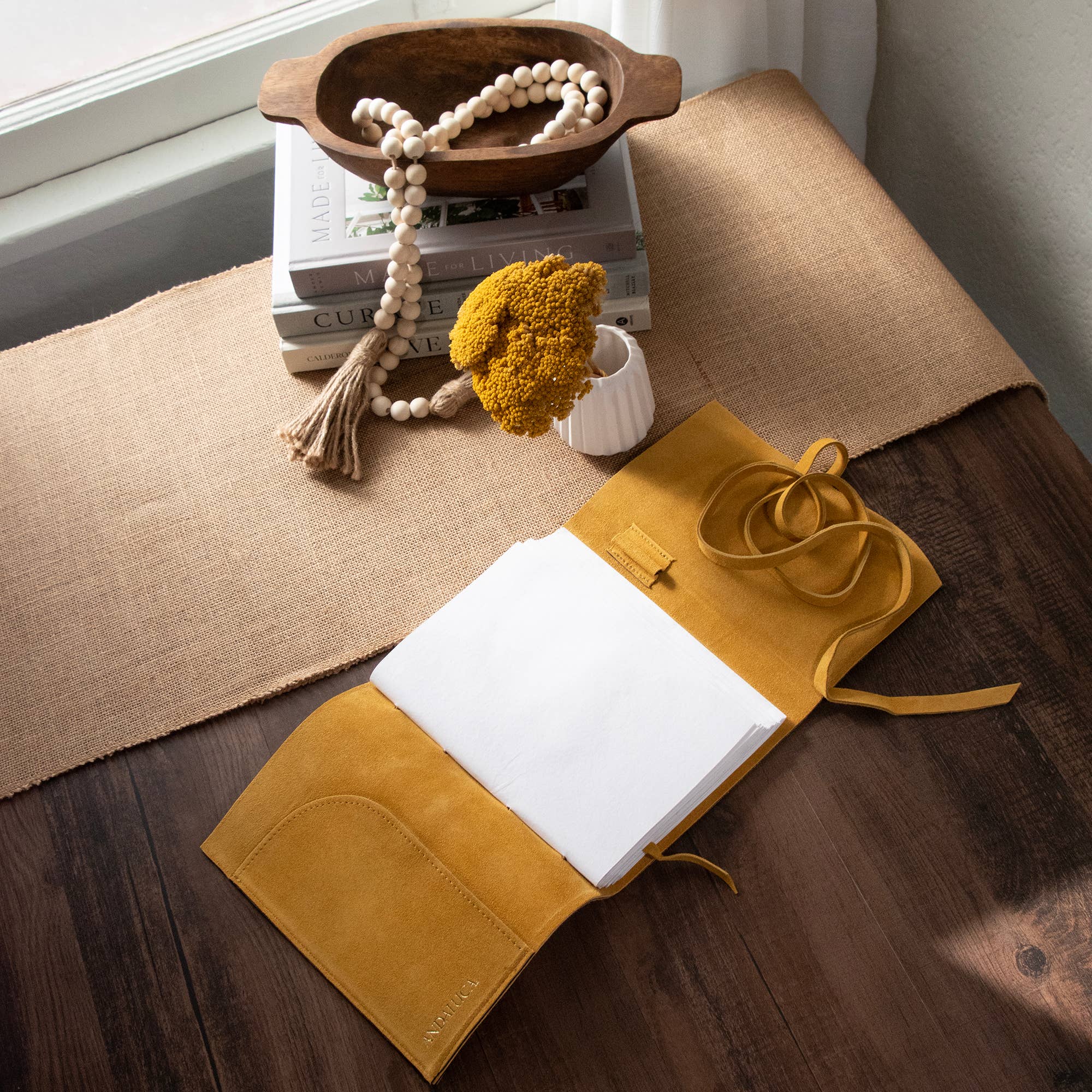 Premium Large Dijon Yellow Suede Journal - Leather Bound Writing Notebook for Travel, Work & Creative Inspiration | Perfect Gift for Writers & Professionals