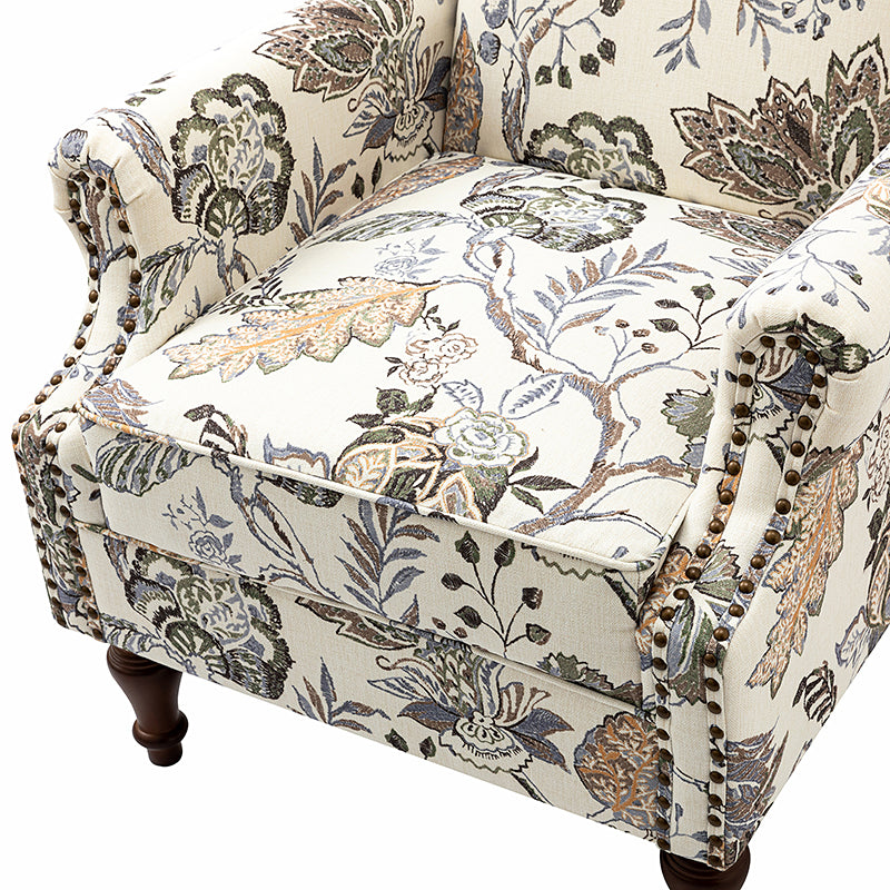 Felix Upholstered Wingback Armchair with Spindle Legs - Comfortable Living Room Chair for Reading & Relaxing - Perfect for Home Office, Bedroom or Lounge Area