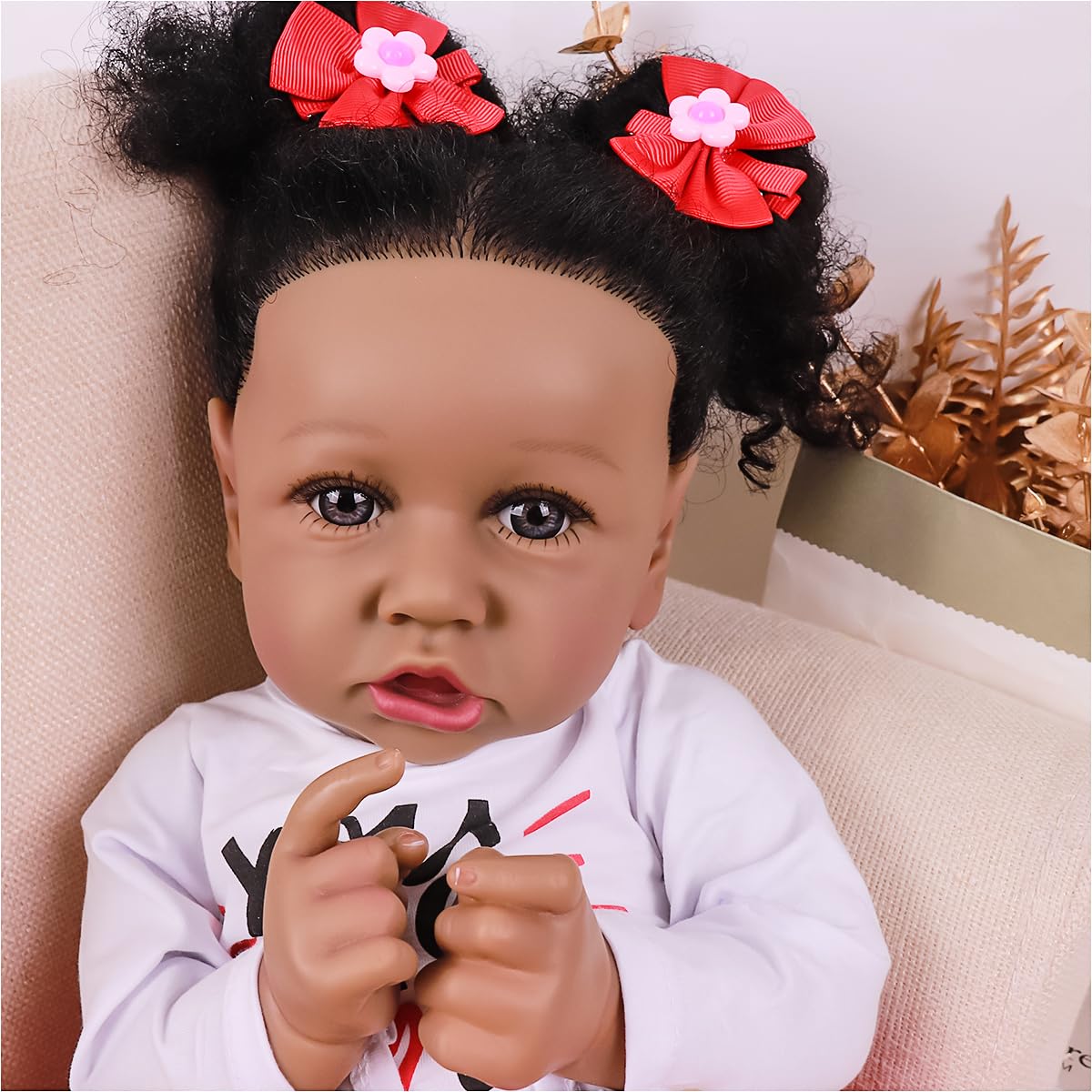 22 Inch Realistic African American Reborn Baby Doll - Lifelike Soft Body Newborn Doll for Kids Age 3+ | Perfect Gift, Role Play, Nursery Decoration & Collectible
