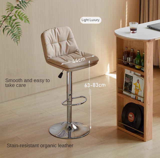 Premium Organic Leather Modern Bar Stool - Adjustable Height, Comfortable & Durable Counter Stool for Kitchen Island, Home Bar & Dining Room - Rustic & Industrial Style Home Decor