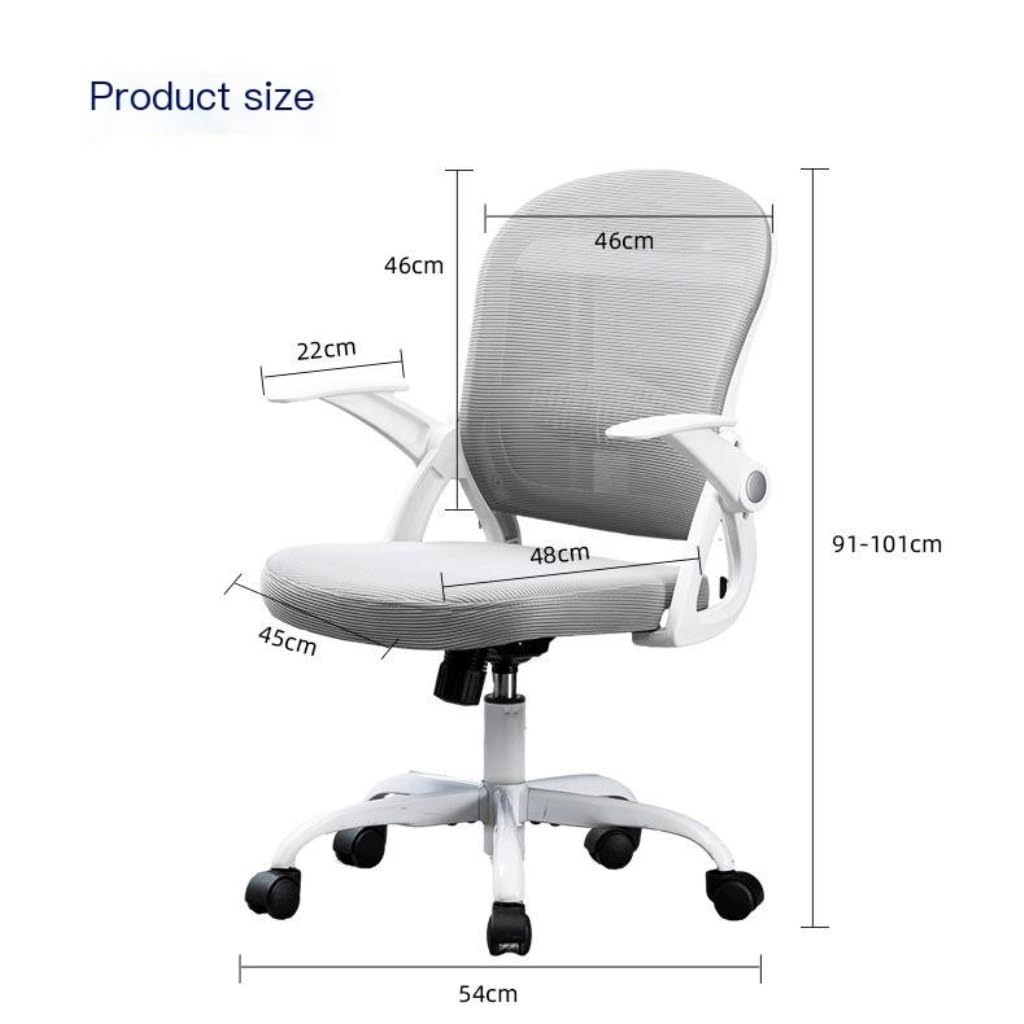 Ergonomic Office Chair with Flip-Up Arms & S-Shaped Backrest - Adjustable Swivel Computer Desk Chair for Home & Office (White, Size A) - Perfect for Long Work Hours & Gaming Sessions