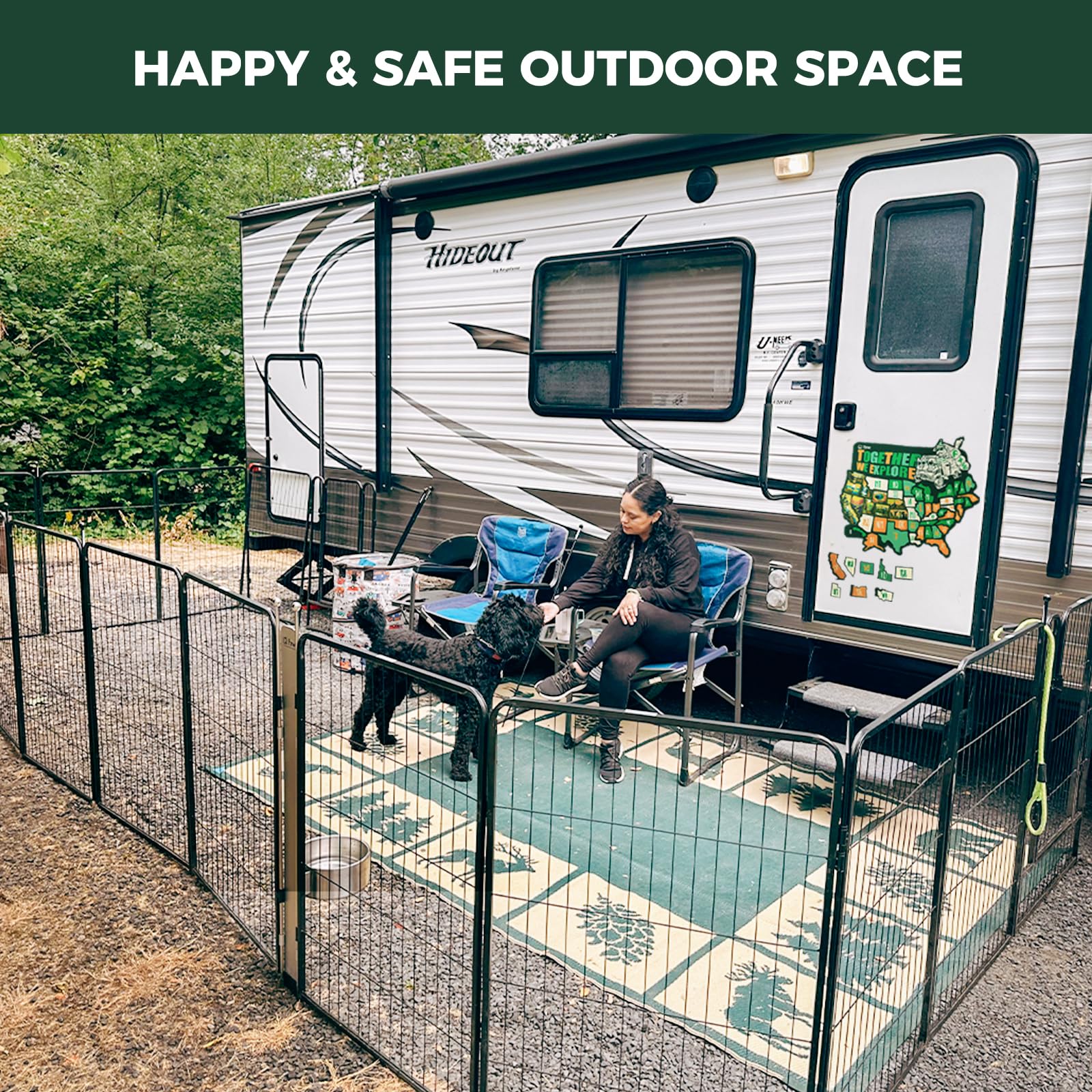 FXW Instant Portable Dog Playpen - 24 Inch Height, 16 Panels Pet Fence for Small Dogs & Puppies | Lightweight Outdoor Play Yard for Camping, RV Trips, Backyard & Indoor Use | Patented Design