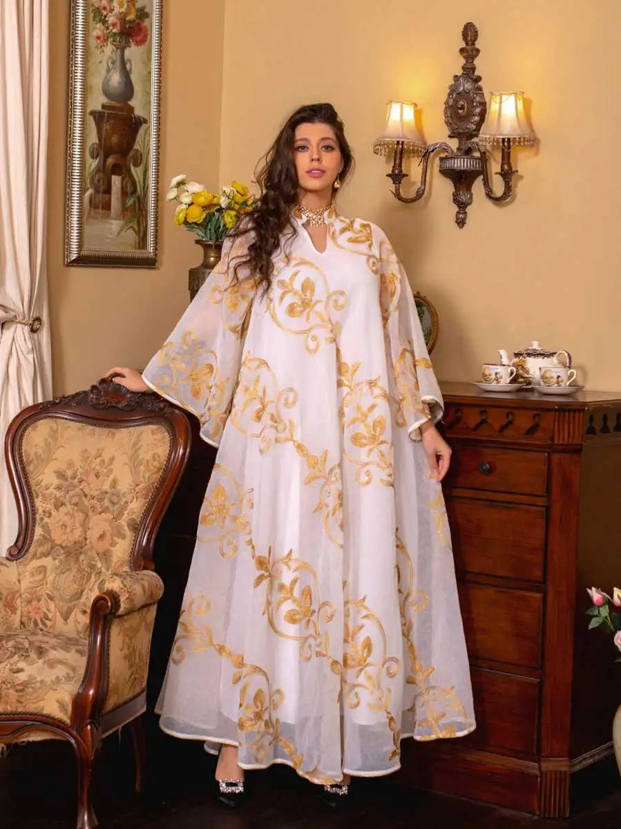 Elegant Eid Dress for Women - Doris Embroidery Kaftan Caftan Dress | Muslim Holiday Outfit, Summer Beach Cover Up, Party Wear, Special Occasion Fashion