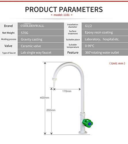 CGOLDENWALL Lab Faucet - Single Nozzle Copper Sink Faucet for Laboratory, Hospital & School Use | High-Quality 1101 Copper Construction with Parallel Switch | Perfect for Science Labs, Medical Facilities & Educational Institutions