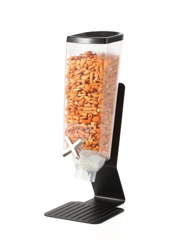Rosseto® EZ-PRO™ H1B 1 Gallon Snack Dispenser with Black Steel Stand - Commercial Food Storage Container for Candy, Nuts, Coffee Beans - Perfect for Cafes, Offices, and Retail Stores (Model EZ50199)