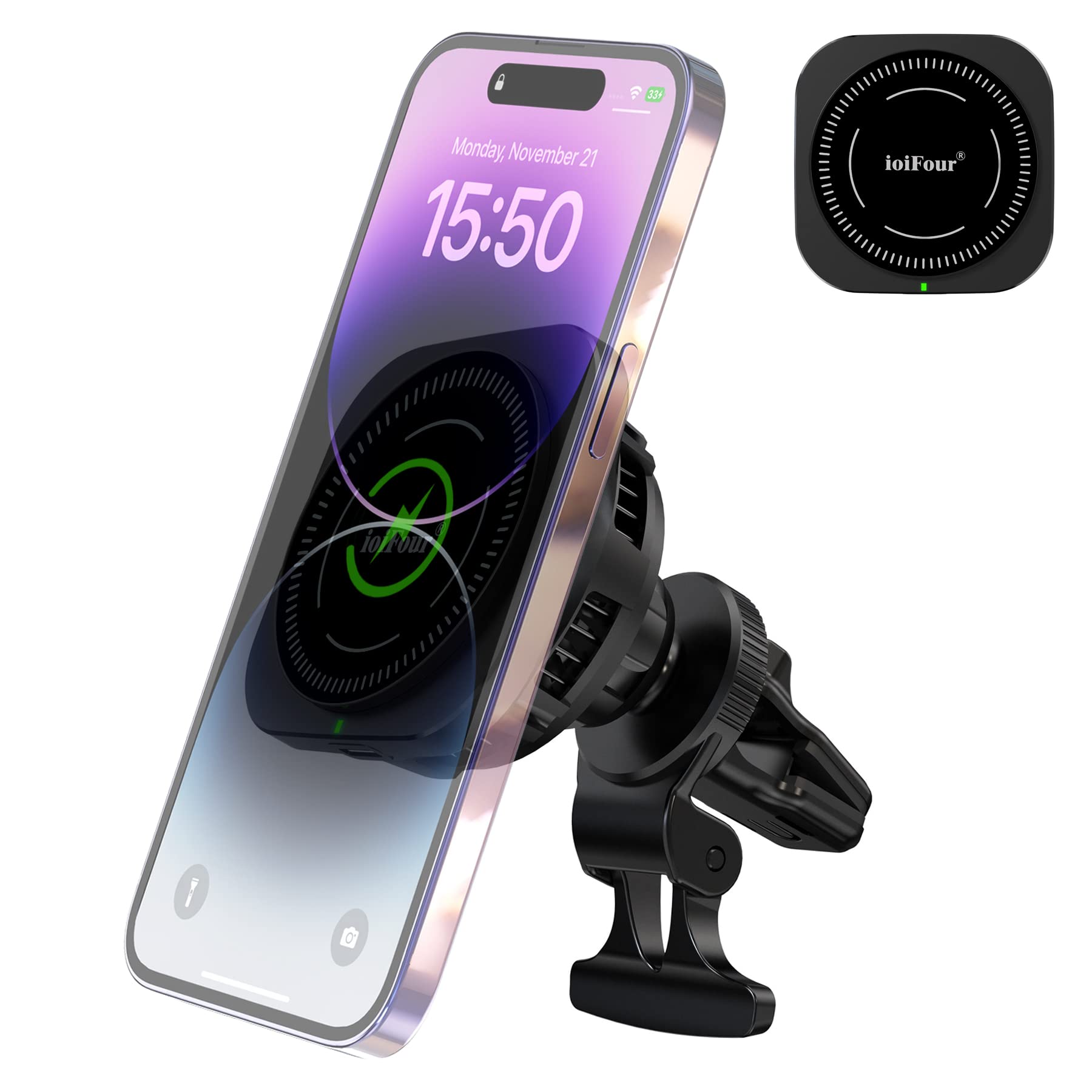 15W Fast Wireless MagSafe Car Charger with Cooling Fan - Magnetic Air Vent Phone Holder for iPhone 16/15/14 Pro Max & Samsung Galaxy S25/S24 Ultra | Overheat Protection | Perfect for Road Trips & Daily Commutes
