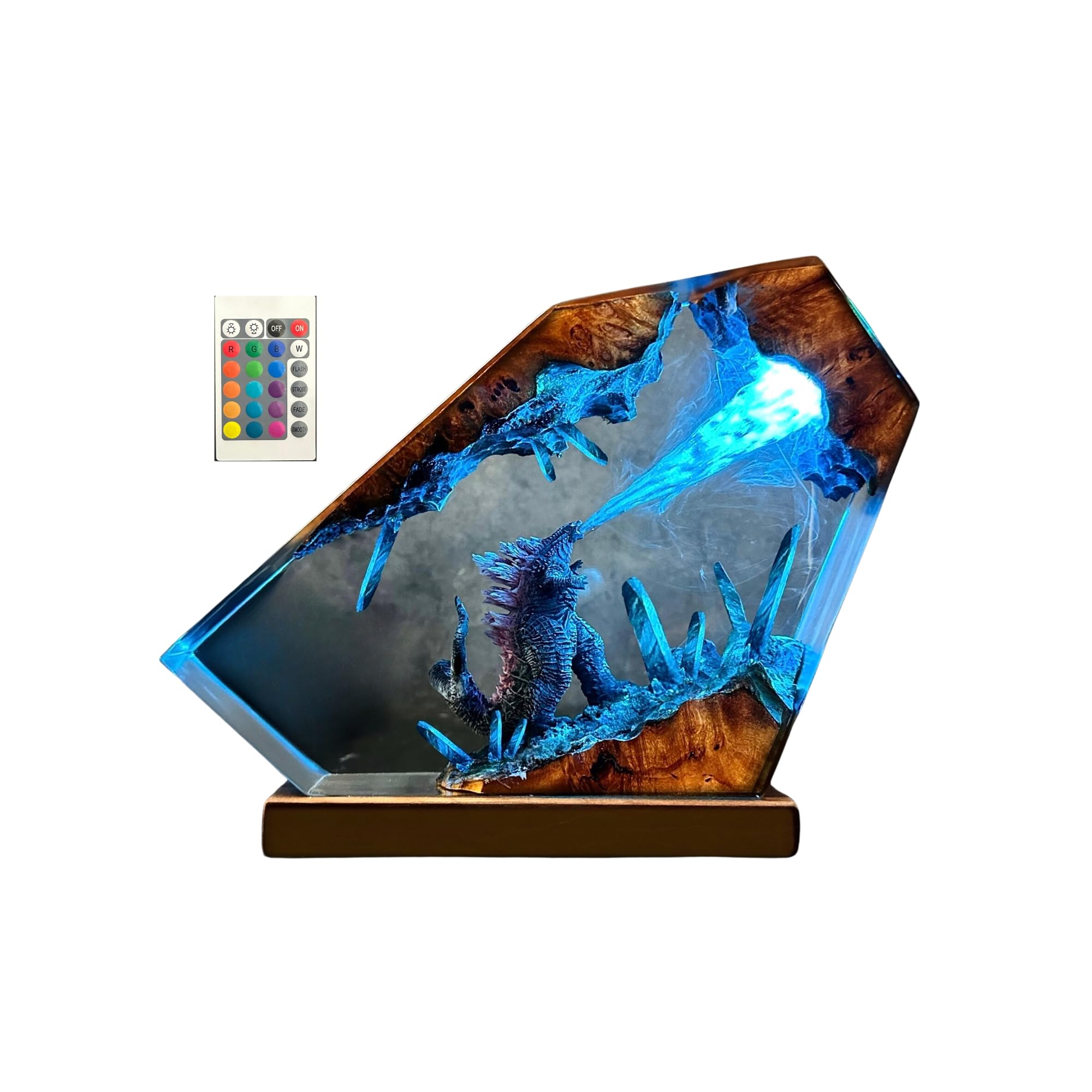 Diorama Monster Lamp - Handcrafted Resin Table Lamp for Home Decor, 12x7 Inch Unique Color Changing Night Light - Perfect for Living Room, Bedroom, or Game Room Ambiance