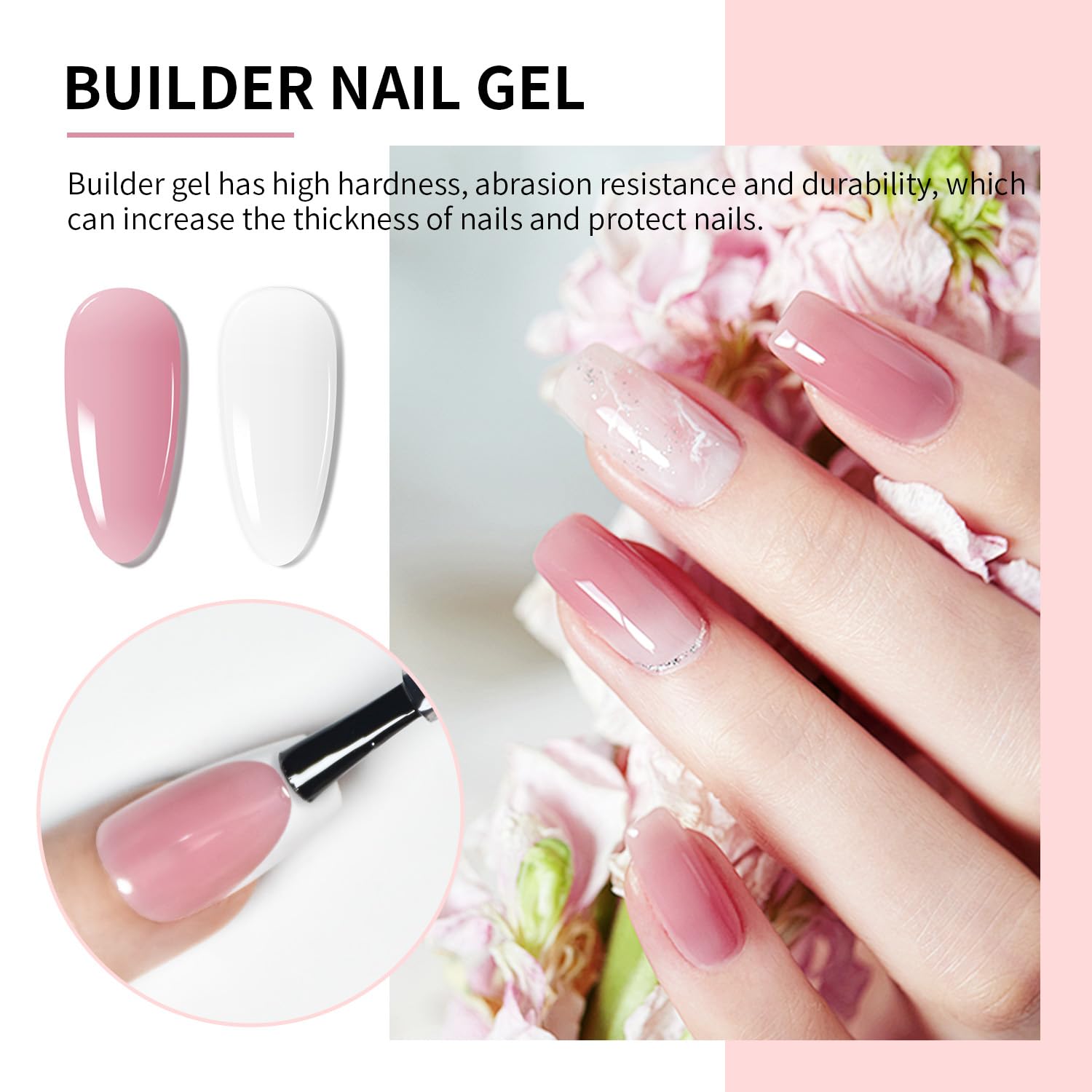 JODSONE 10ML Nail Builder Gel Set - 4 Bottles for Nail Extension, Apex Building & Strengthening - UV/LED Lamp Required - Perfect for Salon, Home Manicures & Professional Nail Art