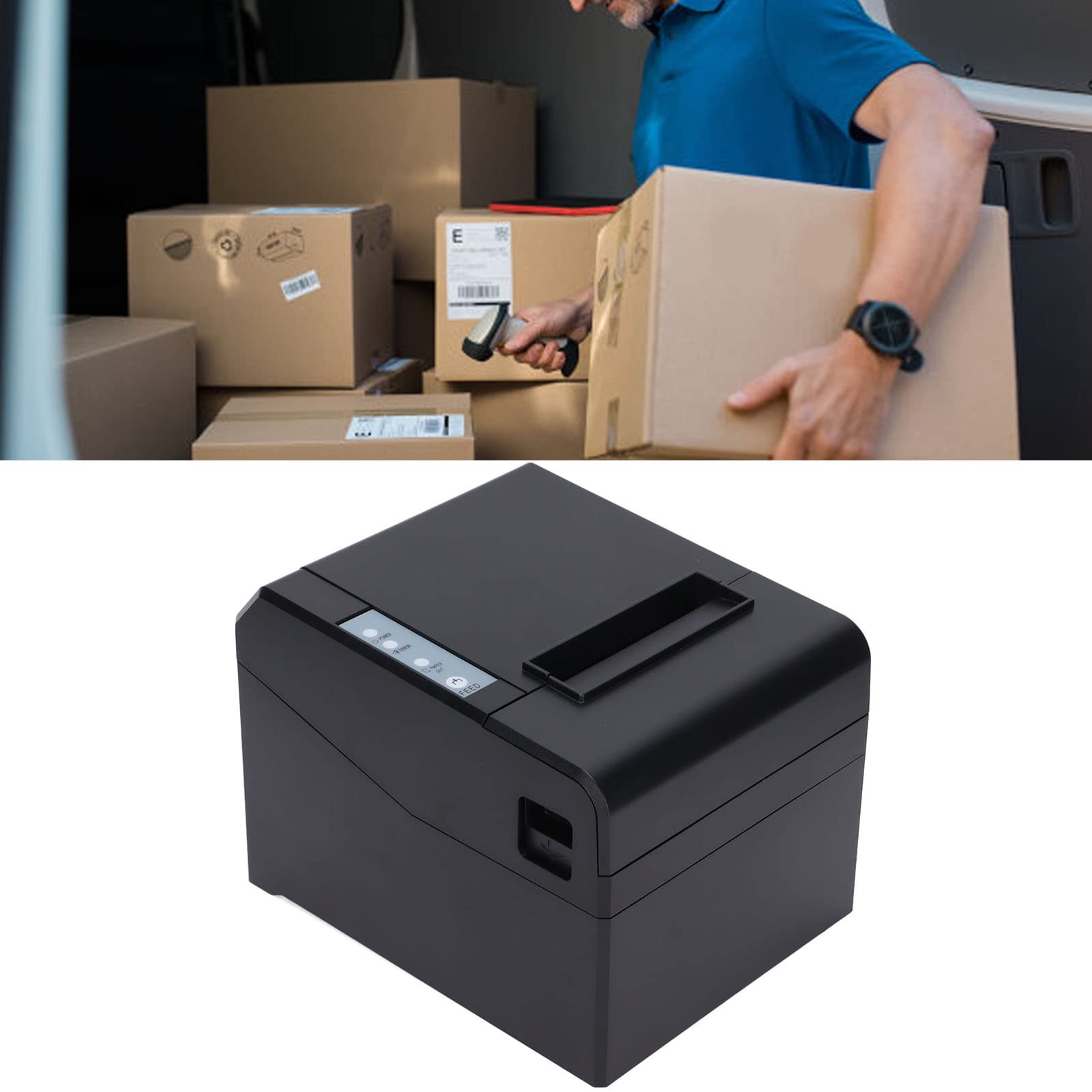 EXCLUZO USB Label Printer - Low Power Consumption, High Resolution, Portable Direct Thermal Label Printer for Shops & Kitchen - Clear Printing for Barcode, Shipping & Organization Labels (Ideal for Retail, Warehouses & Home Use)