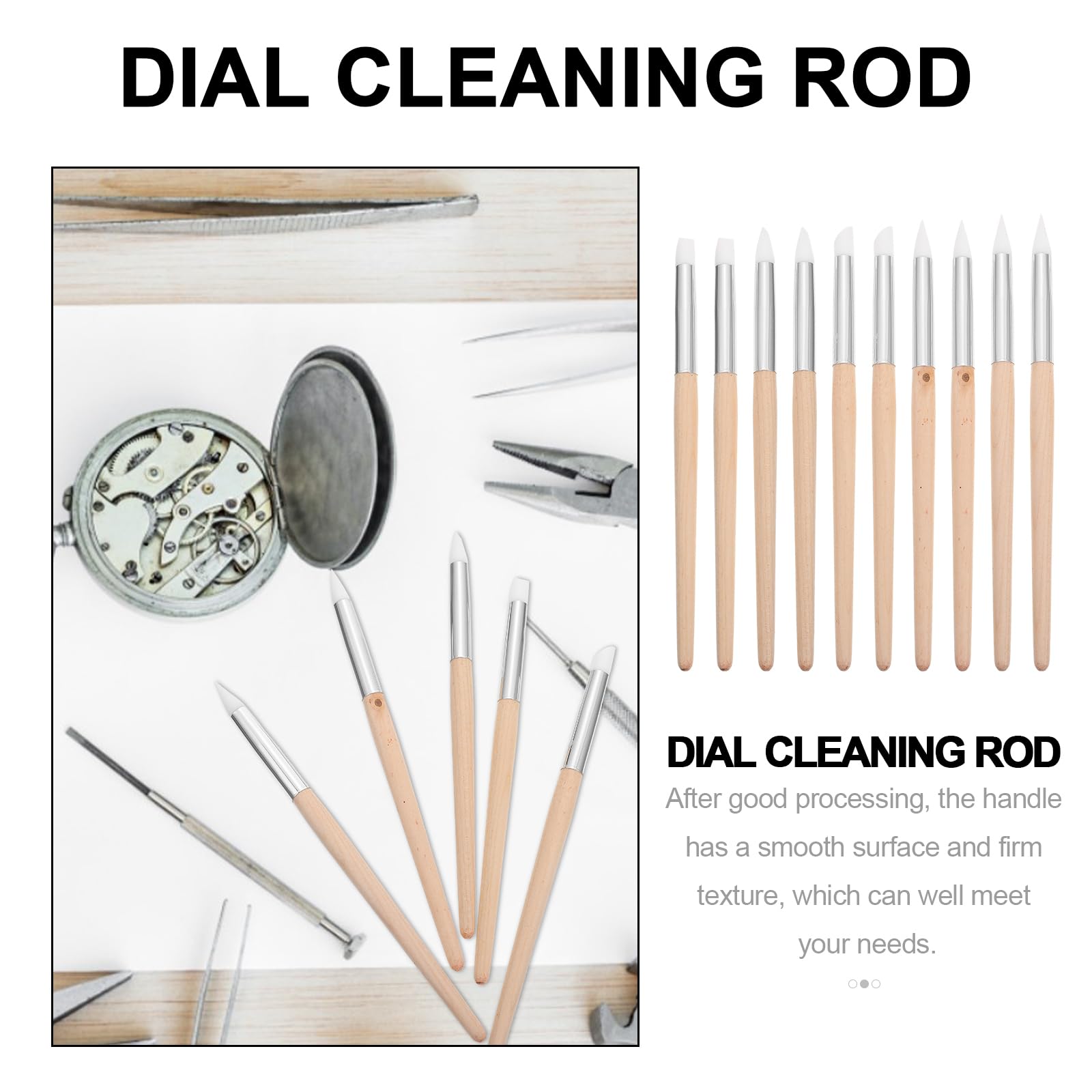 VILLCASE 10PCS Watch Cleaning Kit - Professional Watch Dial Cleaning Pens, Wooden Watch Oil Touch Tools & Movement Cleaners for Watch Repair & Maintenance - Perfect for Watchmakers, Jewelers & Home Use