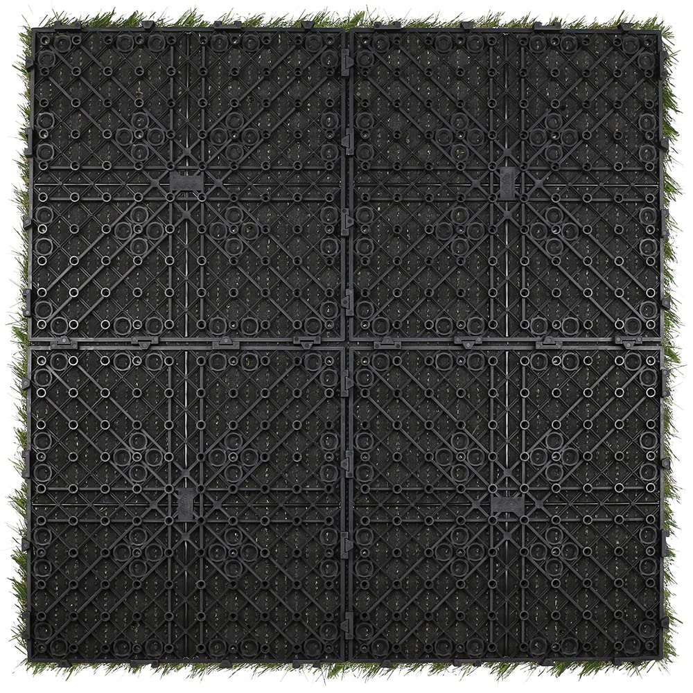 2 ft. x 2 ft. Artificial Grass Deck Tiles - Premium Faux Zoysia Grass Plastic Flooring for Patio, Balcony & Outdoor Spaces (Set of 4, Green) - Perfect for Decks, Poolside & Rooftop Gardens